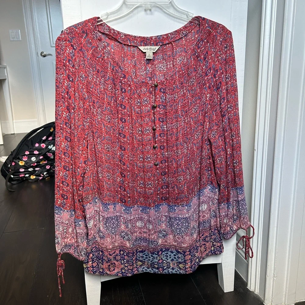 Boho Tapestry Print Peasant Blouse - Picture 4 of 11